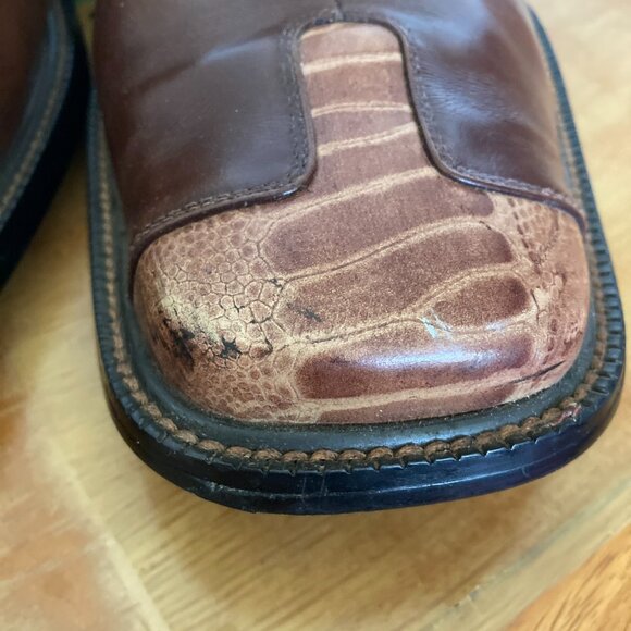 Moretti Collezione Italia Men's Leather Lace-up Dress Shoes, Size 10, Brown Croc - Picture 12 of 16